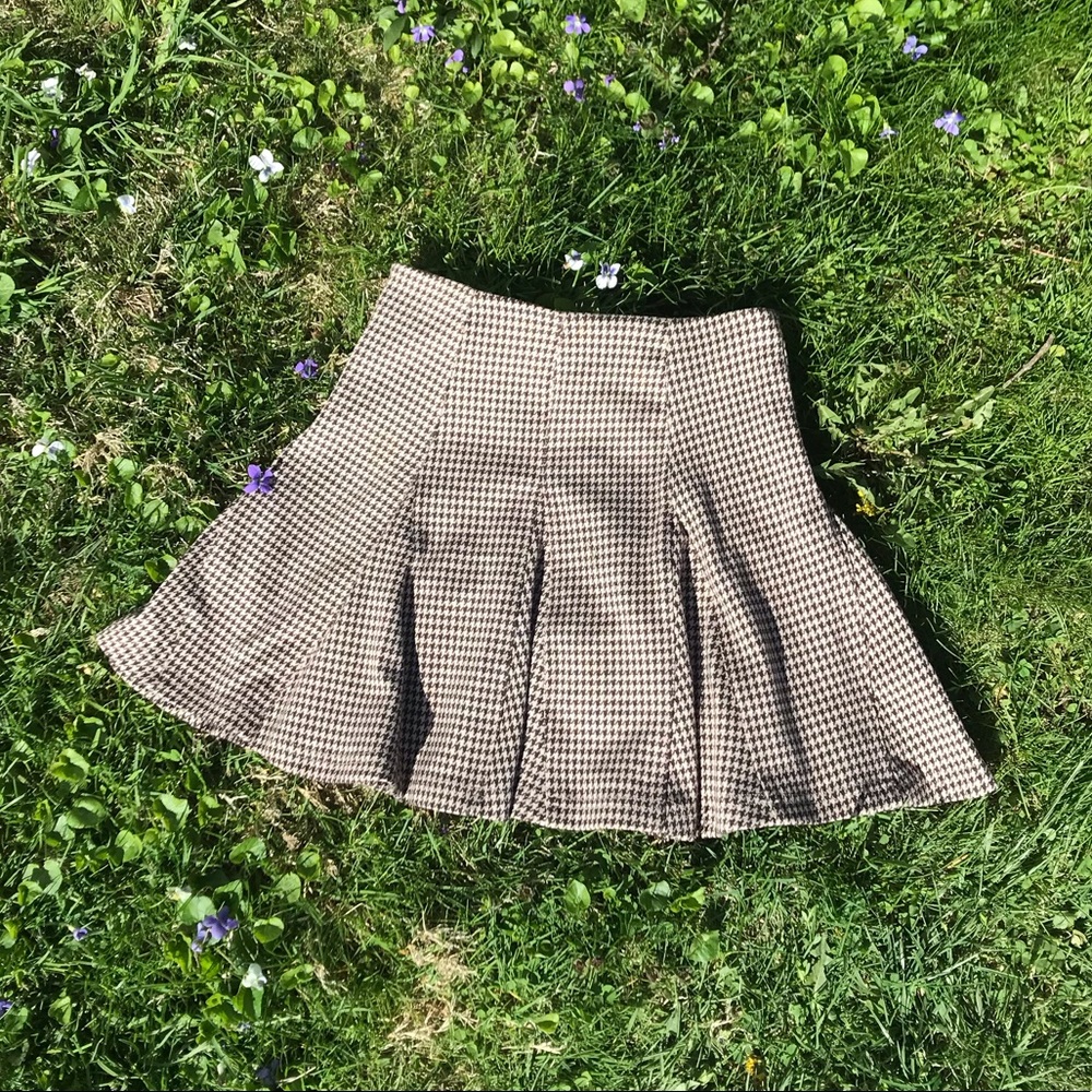 Houndstooth Neutral Brown Skirt